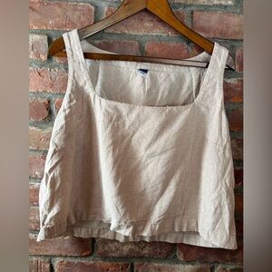 Old Navy Beige Square Neck Linen Top